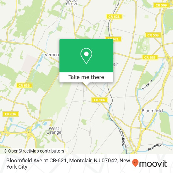 Mapa de Bloomfield Ave at CR-621, Montclair, NJ 07042