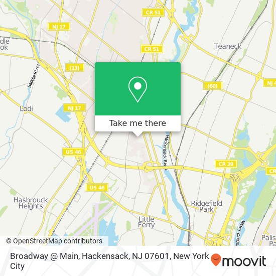 Broadway @ Main, Hackensack, NJ 07601 map
