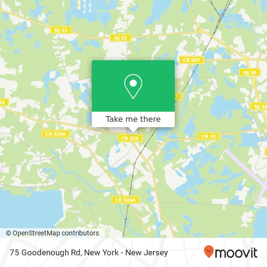 Mapa de 75 Goodenough Rd, Farmingdale, NJ 07727