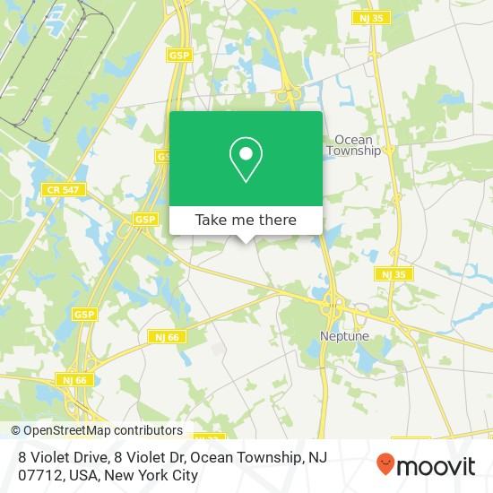 8 Violet Drive, 8 Violet Dr, Ocean Township, NJ 07712, USA map