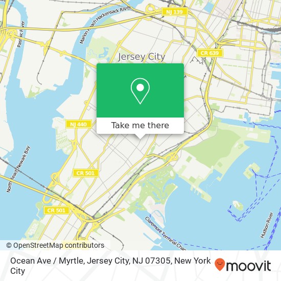 Mapa de Ocean Ave / Myrtle, Jersey City, NJ 07305