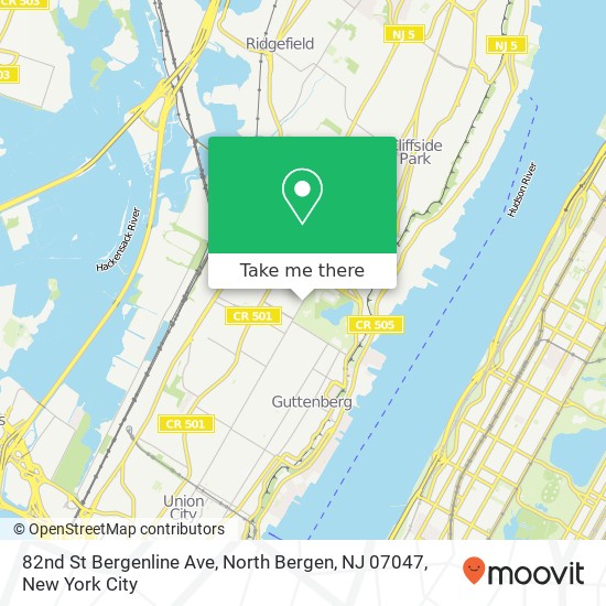 Mapa de 82nd St Bergenline Ave, North Bergen, NJ 07047