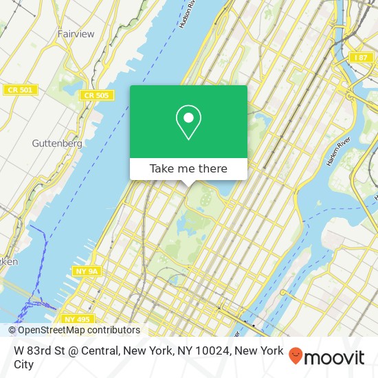 Mapa de W 83rd St @ Central, New York, NY 10024