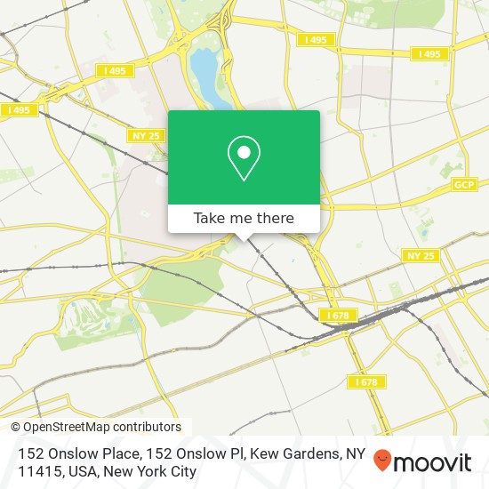 Mapa de 152 Onslow Place, 152 Onslow Pl, Kew Gardens, NY 11415, USA