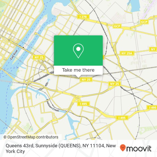 Mapa de Queens 43rd, Sunnyside (QUEENS), NY 11104