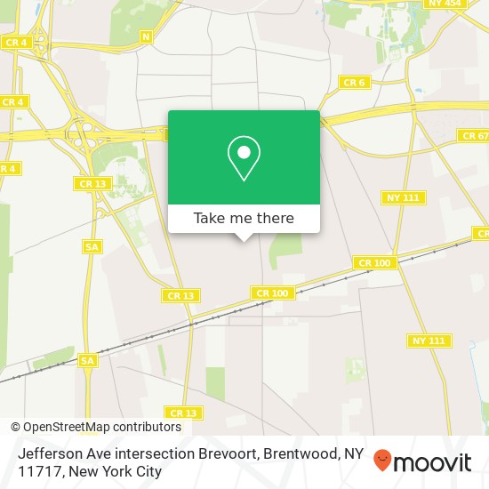 Mapa de Jefferson Ave intersection Brevoort, Brentwood, NY 11717