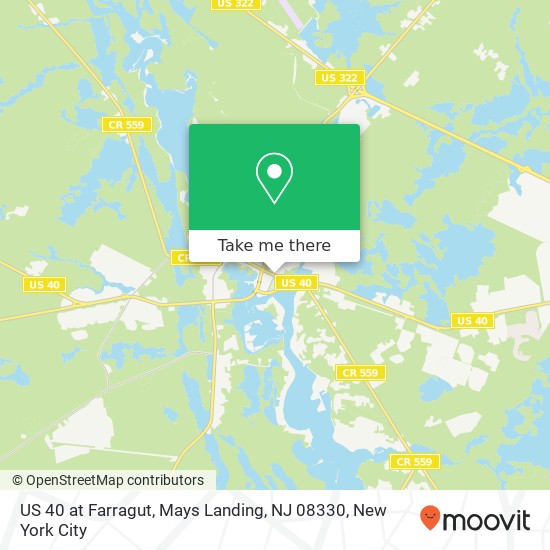 US 40 at Farragut, Mays Landing, NJ 08330 map
