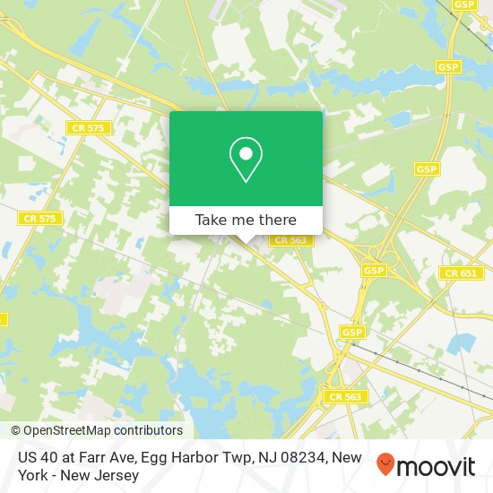 Mapa de US 40 at Farr Ave, Egg Harbor Twp, NJ 08234