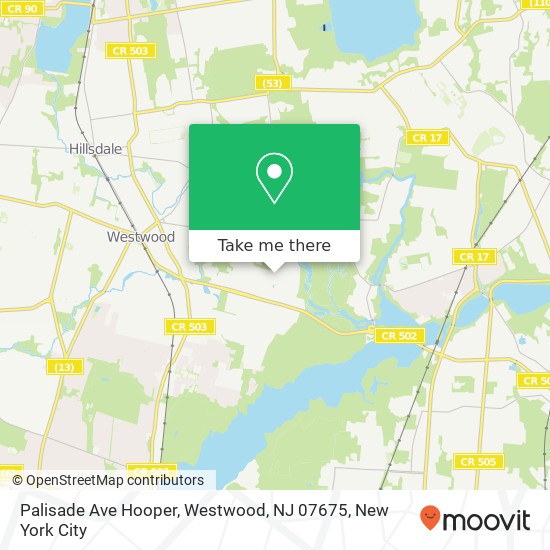 Mapa de Palisade Ave Hooper, Westwood, NJ 07675