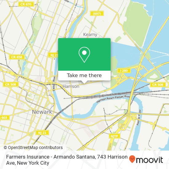 Mapa de Farmers Insurance - Armando Santana, 743 Harrison Ave