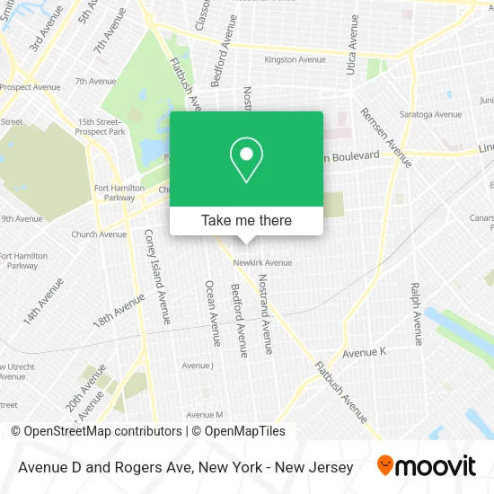 Avenue D and Rogers Ave map