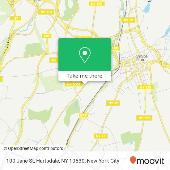 Mapa de 100 Jane St, Hartsdale, NY 10530