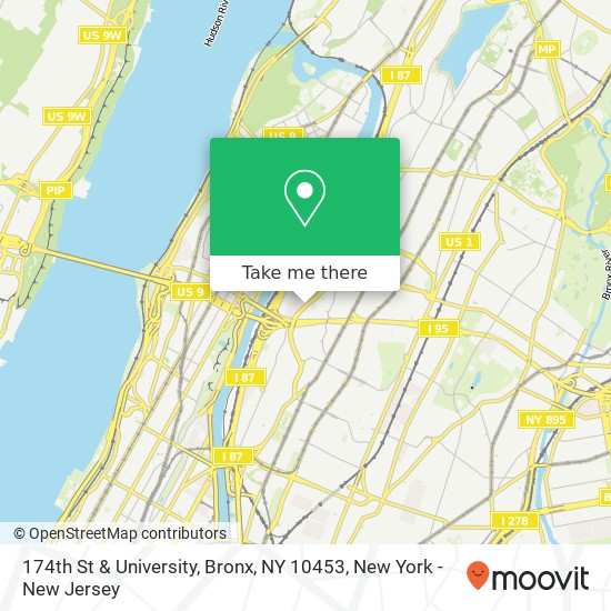 Mapa de 174th St & University, Bronx, NY 10453