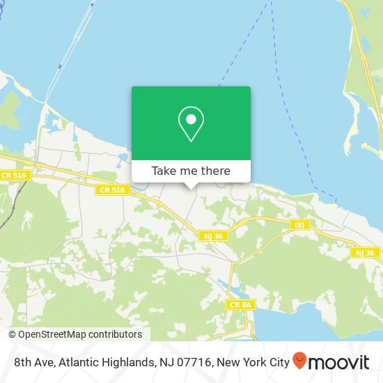 Mapa de 8th Ave, Atlantic Highlands, NJ 07716