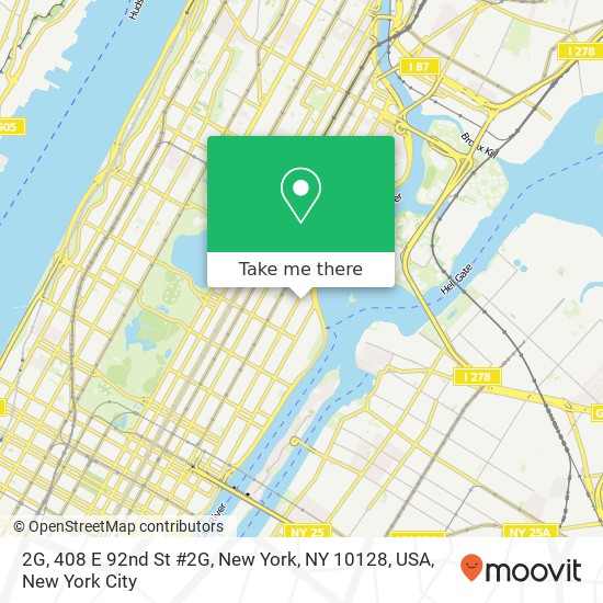 Mapa de 2G, 408 E 92nd St #2G, New York, NY 10128, USA