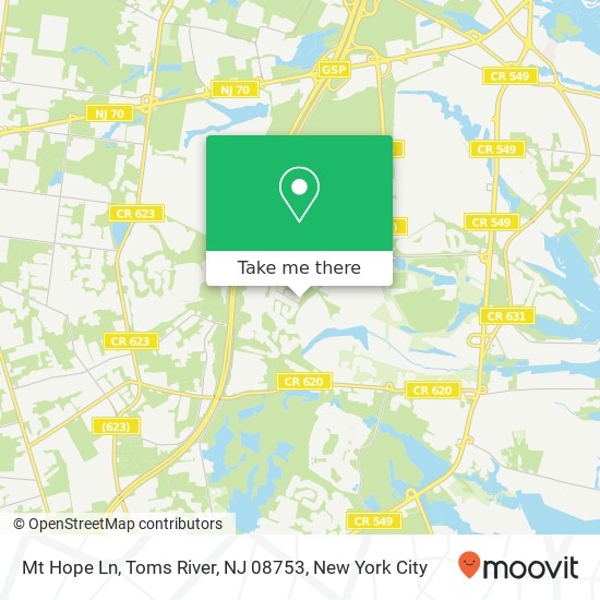 Mapa de Mt Hope Ln, Toms River, NJ 08753