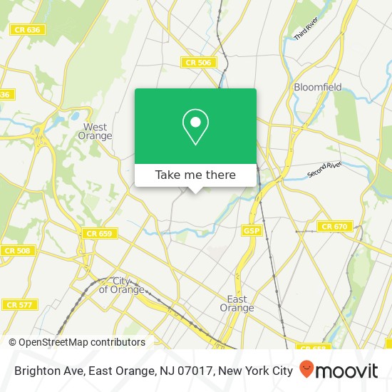 Mapa de Brighton Ave, East Orange, NJ 07017