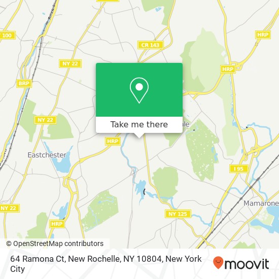 Mapa de 64 Ramona Ct, New Rochelle, NY 10804