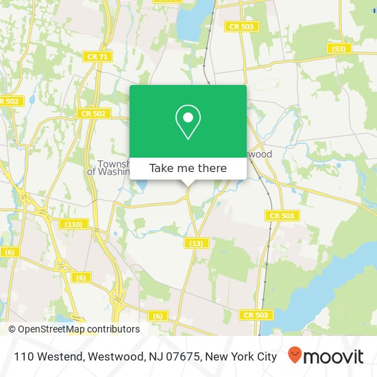 Mapa de 110 Westend, Westwood, NJ 07675