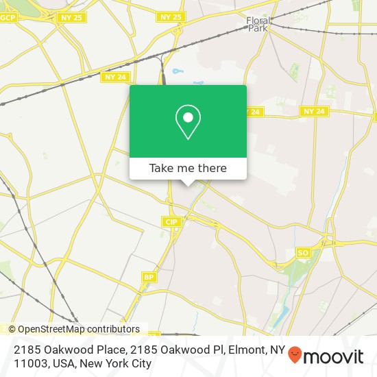 Mapa de 2185 Oakwood Place, 2185 Oakwood Pl, Elmont, NY 11003, USA