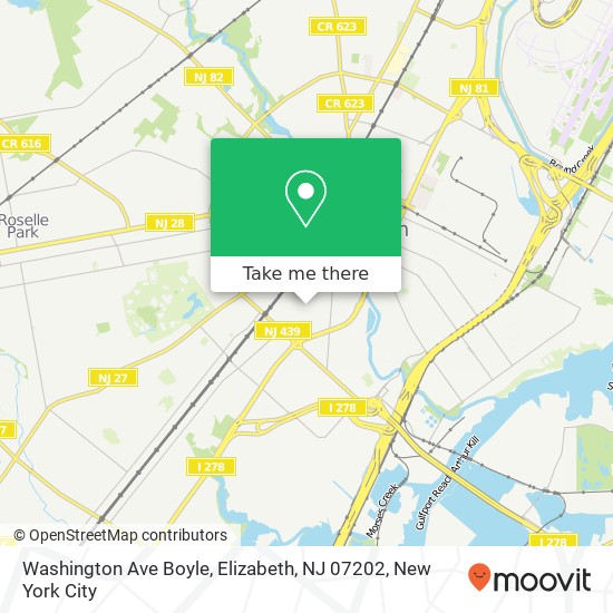 Mapa de Washington Ave Boyle, Elizabeth, NJ 07202