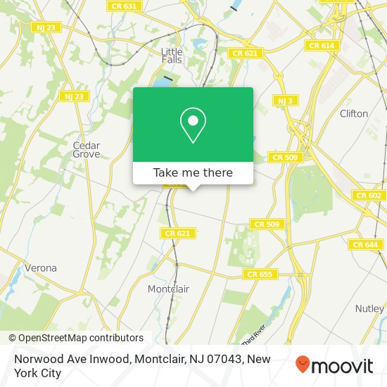 Mapa de Norwood Ave Inwood, Montclair, NJ 07043