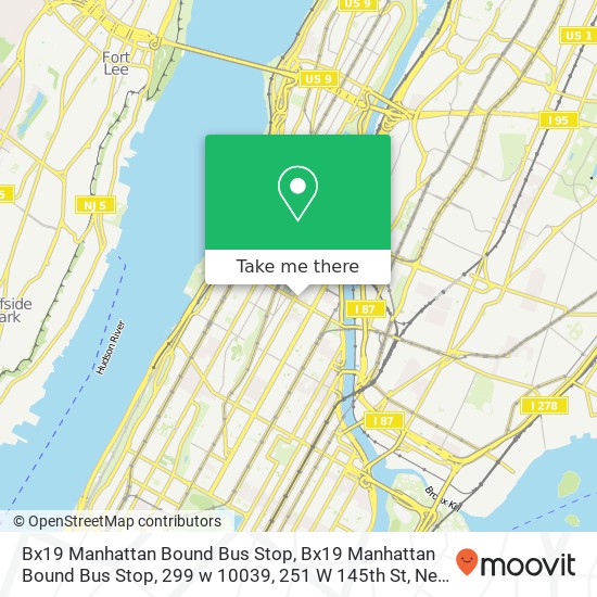 Mapa de Bx19 Manhattan Bound Bus Stop, Bx19 Manhattan Bound Bus Stop, 299 w 10039, 251 W 145th St, New York, NY 10039, United States