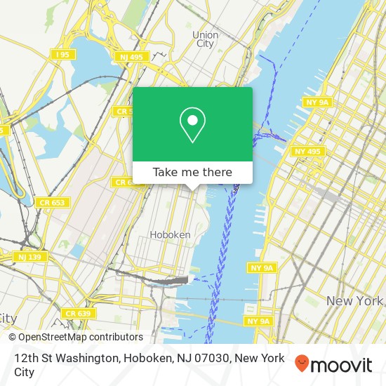 Mapa de 12th St Washington, Hoboken, NJ 07030