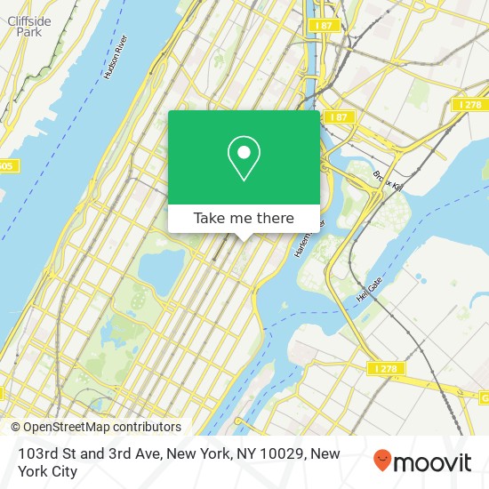 Mapa de 103rd St and 3rd Ave, New York, NY 10029