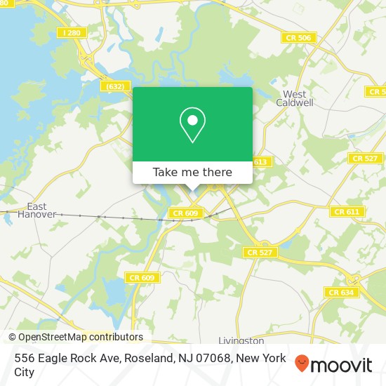 Mapa de 556 Eagle Rock Ave, Roseland, NJ 07068