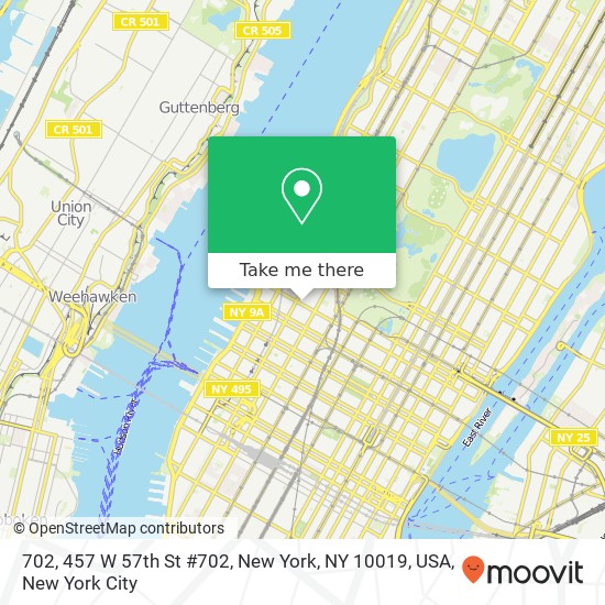 Mapa de 702, 457 W 57th St #702, New York, NY 10019, USA