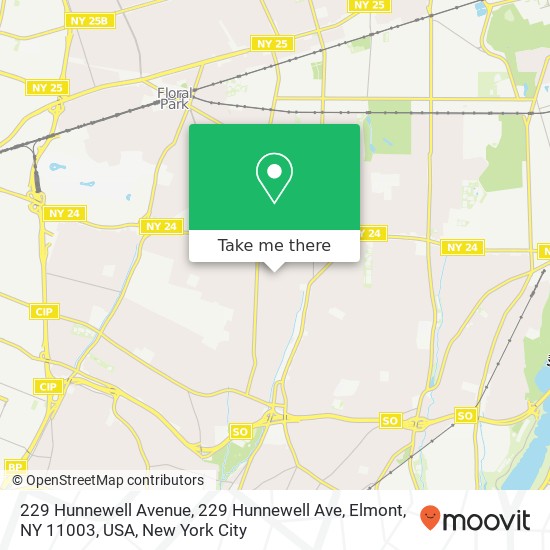 Mapa de 229 Hunnewell Avenue, 229 Hunnewell Ave, Elmont, NY 11003, USA