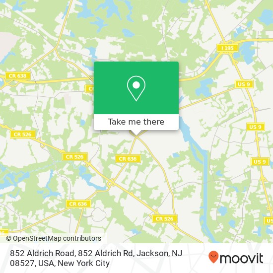 Mapa de 852 Aldrich Road, 852 Aldrich Rd, Jackson, NJ 08527, USA