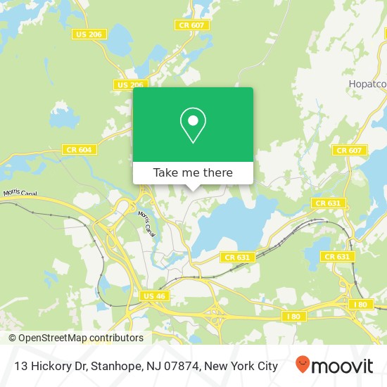 Mapa de 13 Hickory Dr, Stanhope, NJ 07874