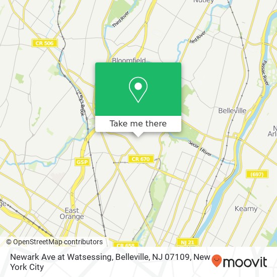 Newark Ave at Watsessing, Belleville, NJ 07109 map