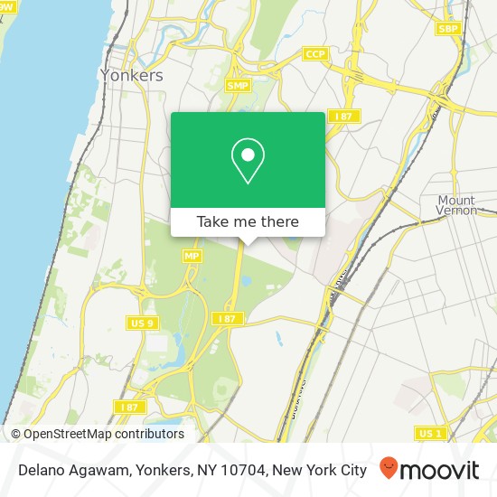 Mapa de Delano Agawam, Yonkers, NY 10704