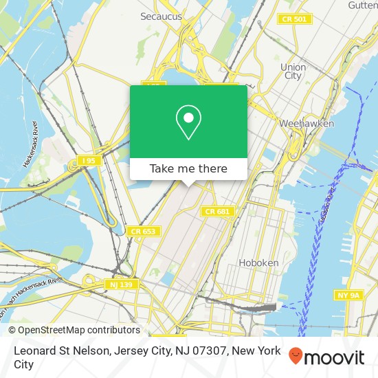 Mapa de Leonard St Nelson, Jersey City, NJ 07307