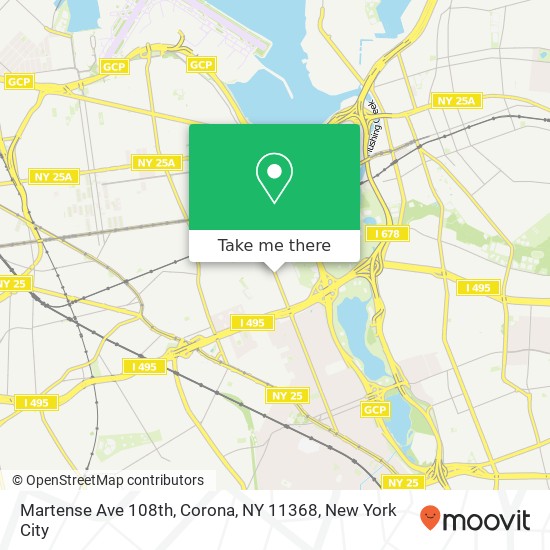 Mapa de Martense Ave 108th, Corona, NY 11368