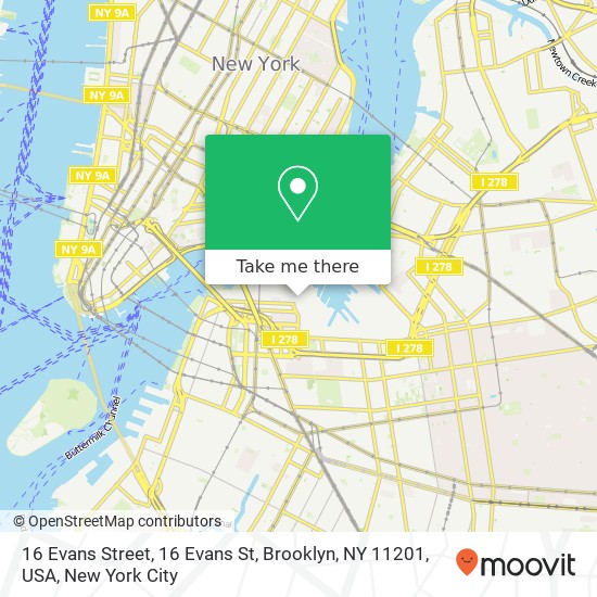 Mapa de 16 Evans Street, 16 Evans St, Brooklyn, NY 11201, USA