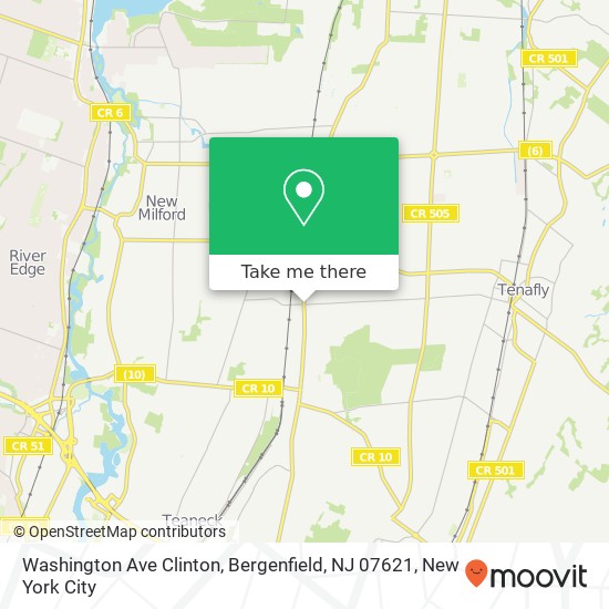 Mapa de Washington Ave Clinton, Bergenfield, NJ 07621