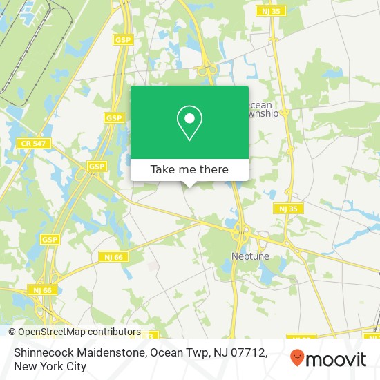 Mapa de Shinnecock Maidenstone, Ocean Twp, NJ 07712