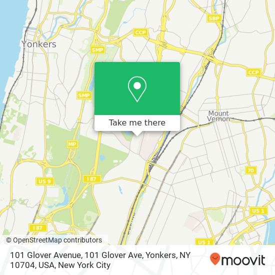 101 Glover Avenue, 101 Glover Ave, Yonkers, NY 10704, USA map