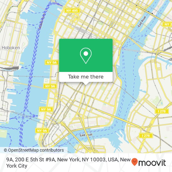 Mapa de 9A, 200 E 5th St #9A, New York, NY 10003, USA