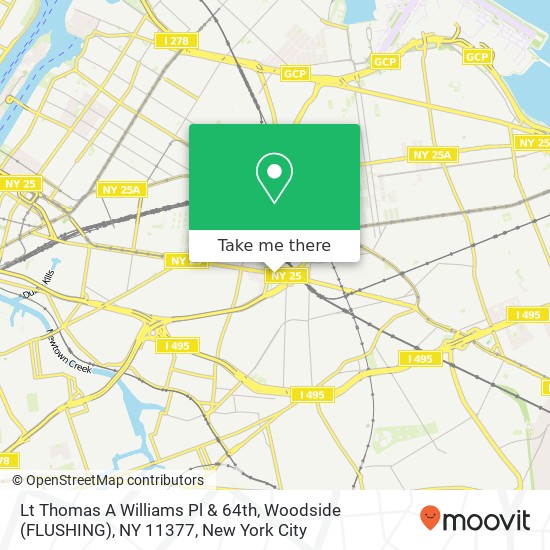 Mapa de Lt Thomas A Williams Pl & 64th, Woodside (FLUSHING), NY 11377