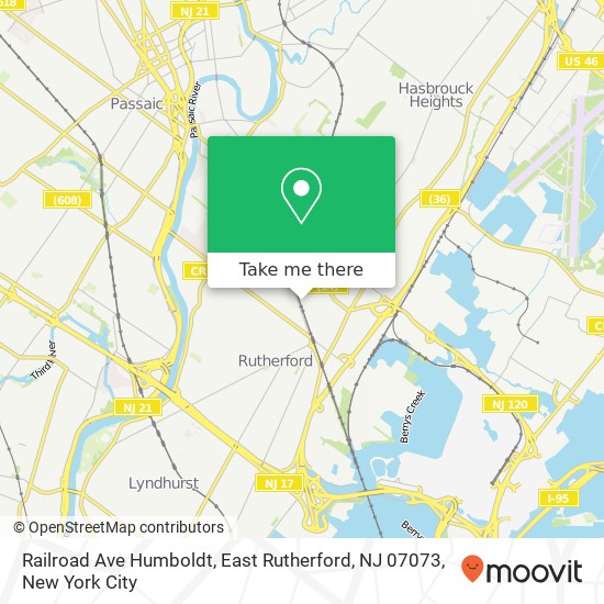 Mapa de Railroad Ave Humboldt, East Rutherford, NJ 07073
