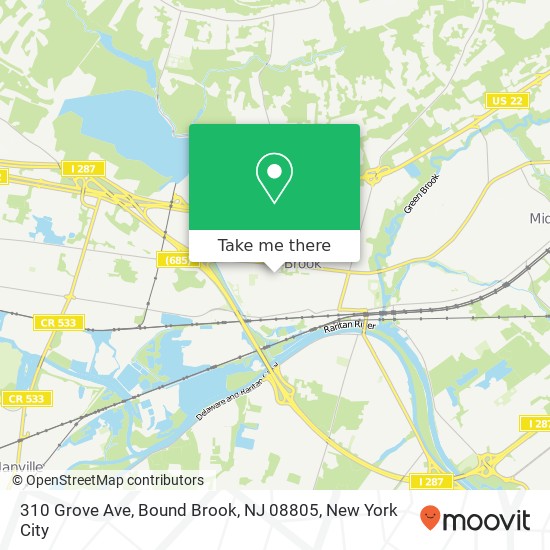Mapa de 310 Grove Ave, Bound Brook, NJ 08805