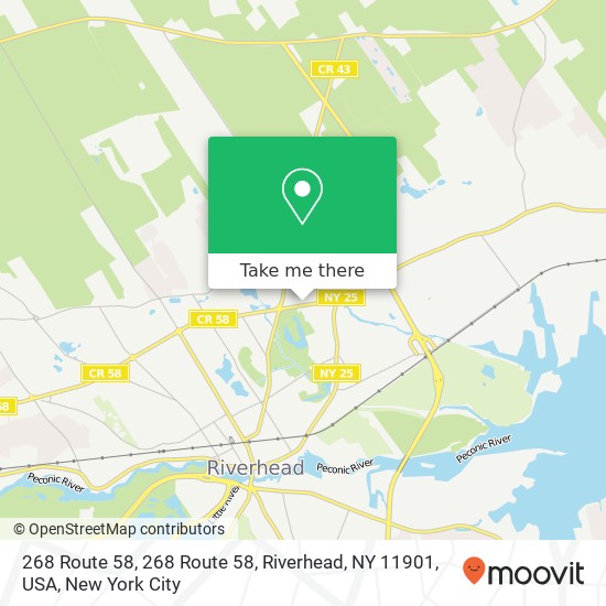 Mapa de 268 Route 58, 268 Route 58, Riverhead, NY 11901, USA