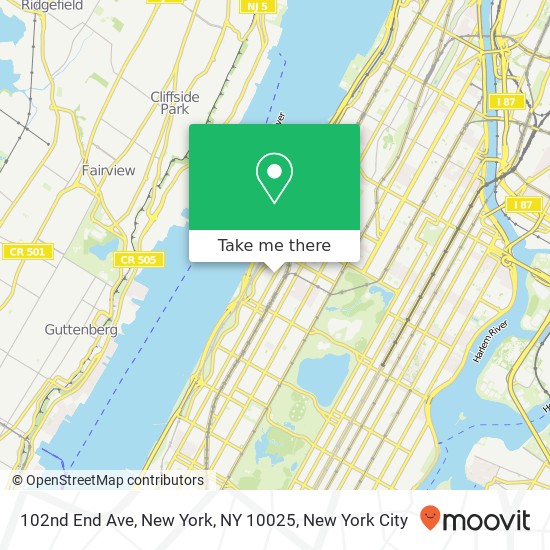 Mapa de 102nd End Ave, New York, NY 10025