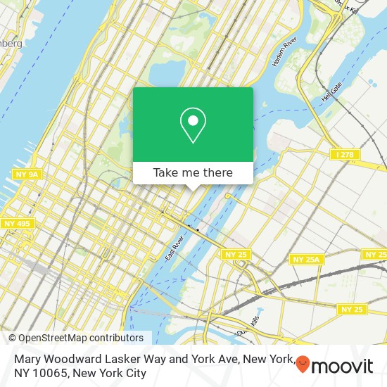 Mary Woodward Lasker Way and York Ave, New York, NY 10065 map