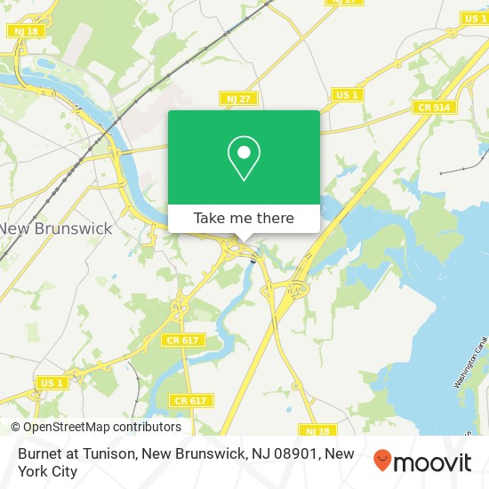 Mapa de Burnet at Tunison, New Brunswick, NJ 08901